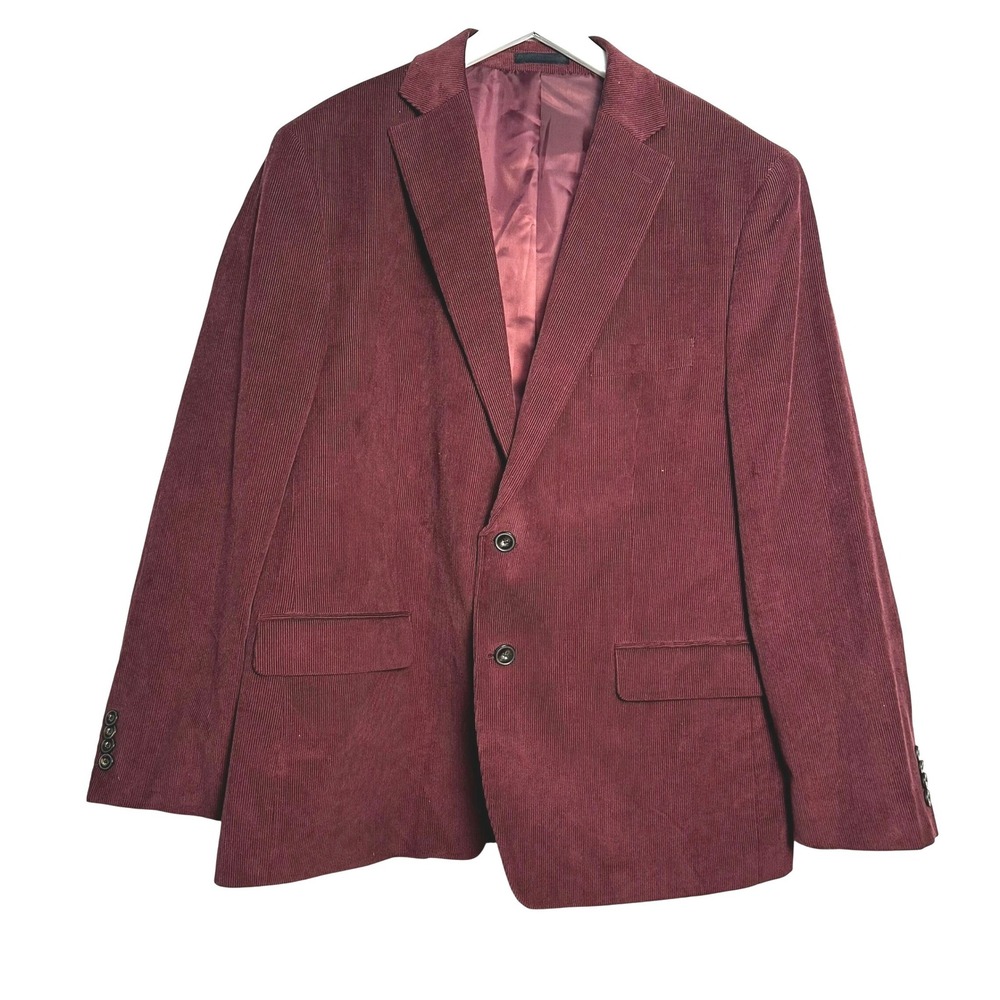 Michael Kors Mens Burgundy Classic Fit Corduroy Stretch Blazer Sport Coat 46R